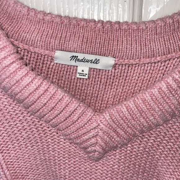 MADEWELL Blush Pink Augustus Cable Knit Cotton Pullover Sweater Size Small - Picture 8 of 10